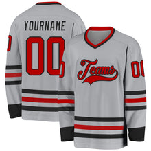 Charger l&#39;image dans la galerie, Custom Gray Red-Black Hockey Jersey
