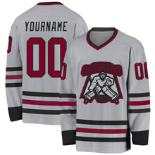 Charger l&#39;image dans la galerie, Custom Gray Maroon-Black Hockey Jersey
