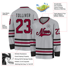 Charger l&#39;image dans la galerie, Custom Gray Maroon-Black Hockey Jersey
