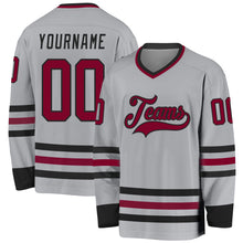 Charger l&#39;image dans la galerie, Custom Gray Maroon-Black Hockey Jersey
