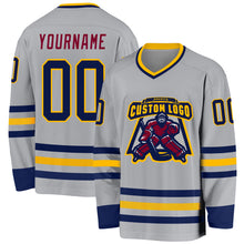 Charger l&#39;image dans la galerie, Custom Gray Navy Gold-Maroon Hockey Jersey
