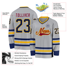 Charger l&#39;image dans la galerie, Custom Gray Navy Gold-Maroon Hockey Jersey
