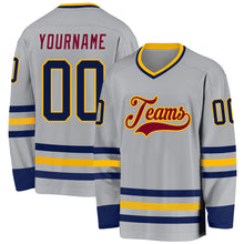 Charger l&#39;image dans la galerie, Custom Gray Navy Gold-Maroon Hockey Jersey
