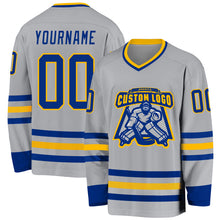 Charger l&#39;image dans la galerie, Custom Gray Royal-Gold Hockey Jersey
