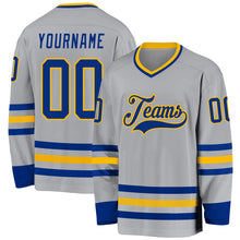 Charger l&#39;image dans la galerie, Custom Gray Royal-Gold Hockey Jersey
