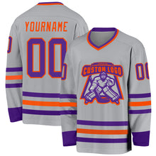 Charger l&#39;image dans la galerie, Custom Gray Purple-Orange Hockey Jersey
