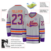 Charger l&#39;image dans la galerie, Custom Gray Purple-Orange Hockey Jersey
