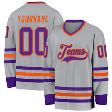 Charger l&#39;image dans la galerie, Custom Gray Purple-Orange Hockey Jersey
