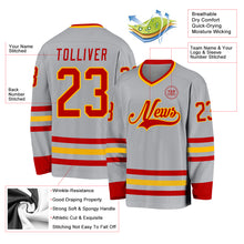 Charger l&#39;image dans la galerie, Custom Gray Red-Gold Hockey Jersey
