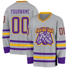 Charger l&#39;image dans la galerie, Custom Gray Purple-Gold Hockey Jersey
