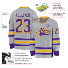 Charger l&#39;image dans la galerie, Custom Gray Purple-Gold Hockey Jersey
