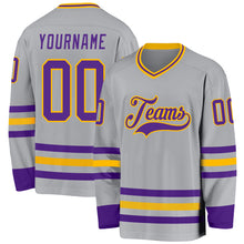 Charger l&#39;image dans la galerie, Custom Gray Purple-Gold Hockey Jersey
