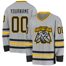 Charger l&#39;image dans la galerie, Custom Gray Black-Gold Hockey Jersey
