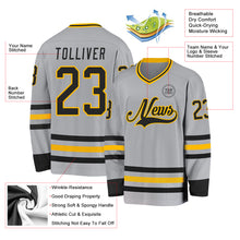 Charger l&#39;image dans la galerie, Custom Gray Black-Gold Hockey Jersey
