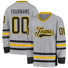 Charger l&#39;image dans la galerie, Custom Gray Black-Gold Hockey Jersey
