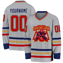 Charger l&#39;image dans la galerie, Custom Gray Red Old Gold-Navy Hockey Jersey
