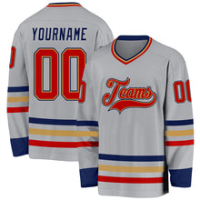 Charger l&#39;image dans la galerie, Custom Gray Red Old Gold-Navy Hockey Jersey
