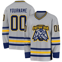 Charger l&#39;image dans la galerie, Custom Gray Navy-Gold Hockey Jersey
