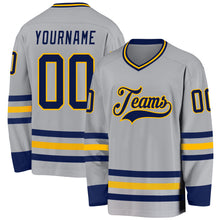 Charger l&#39;image dans la galerie, Custom Gray Navy-Gold Hockey Jersey
