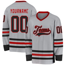 Charger l&#39;image dans la galerie, Custom Gray Black-Red Hockey Jersey
