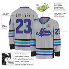 Charger l&#39;image dans la galerie, Custom Gray Purple Black-Teal Hockey Jersey
