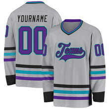 Charger l&#39;image dans la galerie, Custom Gray Purple Black-Teal Hockey Jersey
