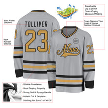 Charger l&#39;image dans la galerie, Custom Gray Old Gold-Black Hockey Jersey
