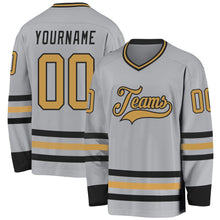 Charger l&#39;image dans la galerie, Custom Gray Old Gold-Black Hockey Jersey
