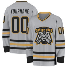 Charger l&#39;image dans la galerie, Custom Gray Black-Old Gold Hockey Jersey
