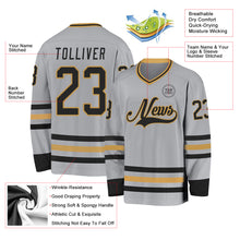 Charger l&#39;image dans la galerie, Custom Gray Black-Old Gold Hockey Jersey
