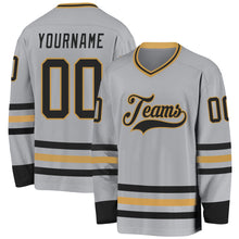 Charger l&#39;image dans la galerie, Custom Gray Black-Old Gold Hockey Jersey
