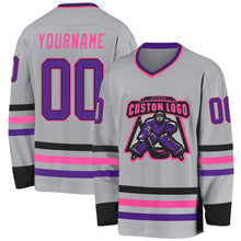 Charger l&#39;image dans la galerie, Custom Gray Purple Black-Pink Hockey Jersey
