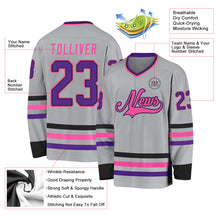 Charger l&#39;image dans la galerie, Custom Gray Purple Black-Pink Hockey Jersey
