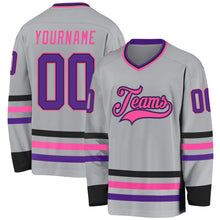 Charger l&#39;image dans la galerie, Custom Gray Purple Black-Pink Hockey Jersey
