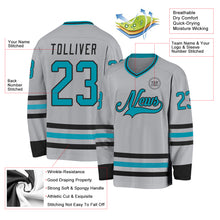 Charger l&#39;image dans la galerie, Custom Gray Teal-Black Hockey Jersey
