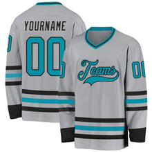 Charger l&#39;image dans la galerie, Custom Gray Teal-Black Hockey Jersey
