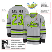 Charger l&#39;image dans la galerie, Custom Gray Neon Green-Black Hockey Jersey
