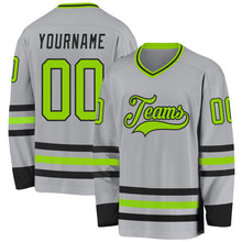 Charger l&#39;image dans la galerie, Custom Gray Neon Green-Black Hockey Jersey
