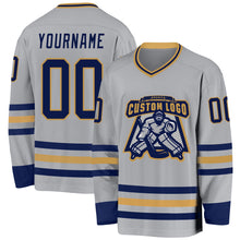 Charger l&#39;image dans la galerie, Custom Gray Navy-Old Gold Hockey Jersey
