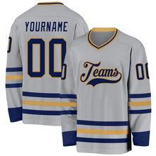 Charger l&#39;image dans la galerie, Custom Gray Navy-Old Gold Hockey Jersey
