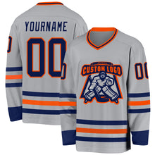 Charger l&#39;image dans la galerie, Custom Gray Navy-Orange Hockey Jersey
