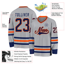 Charger l&#39;image dans la galerie, Custom Gray Navy-Orange Hockey Jersey
