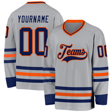 Charger l&#39;image dans la galerie, Custom Gray Navy-Orange Hockey Jersey
