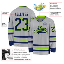 Charger l&#39;image dans la galerie, Custom Gray Navy-Neon Green Hockey Jersey
