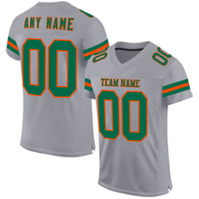 Load image into Gallery viewer, Custom Gray Kelly Green-Orange Mesh Authentic Football Jersey
