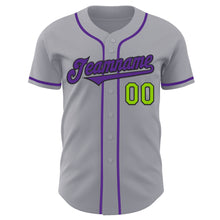 Загрузить изображение в средство просмотра галереи, Custom Gray Neon Green Black-Purple Authentic Baseball Jersey
