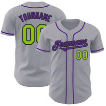 Загрузить изображение в средство просмотра галереи, Custom Gray Neon Green Black-Purple Authentic Baseball Jersey
