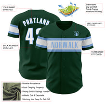 Load image into Gallery viewer, Custom Green White-Light Blue Authentic Baseball Jersey
