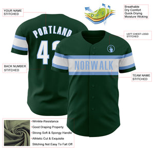 Custom Green White-Light Blue Authentic Baseball Jersey