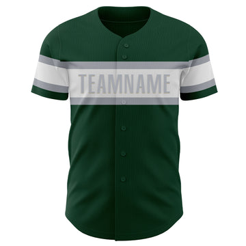 Custom Green White-Gray Authentic Baseball Jersey